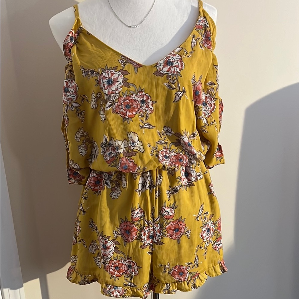 Charlotte Russe Yellow Floral Romper